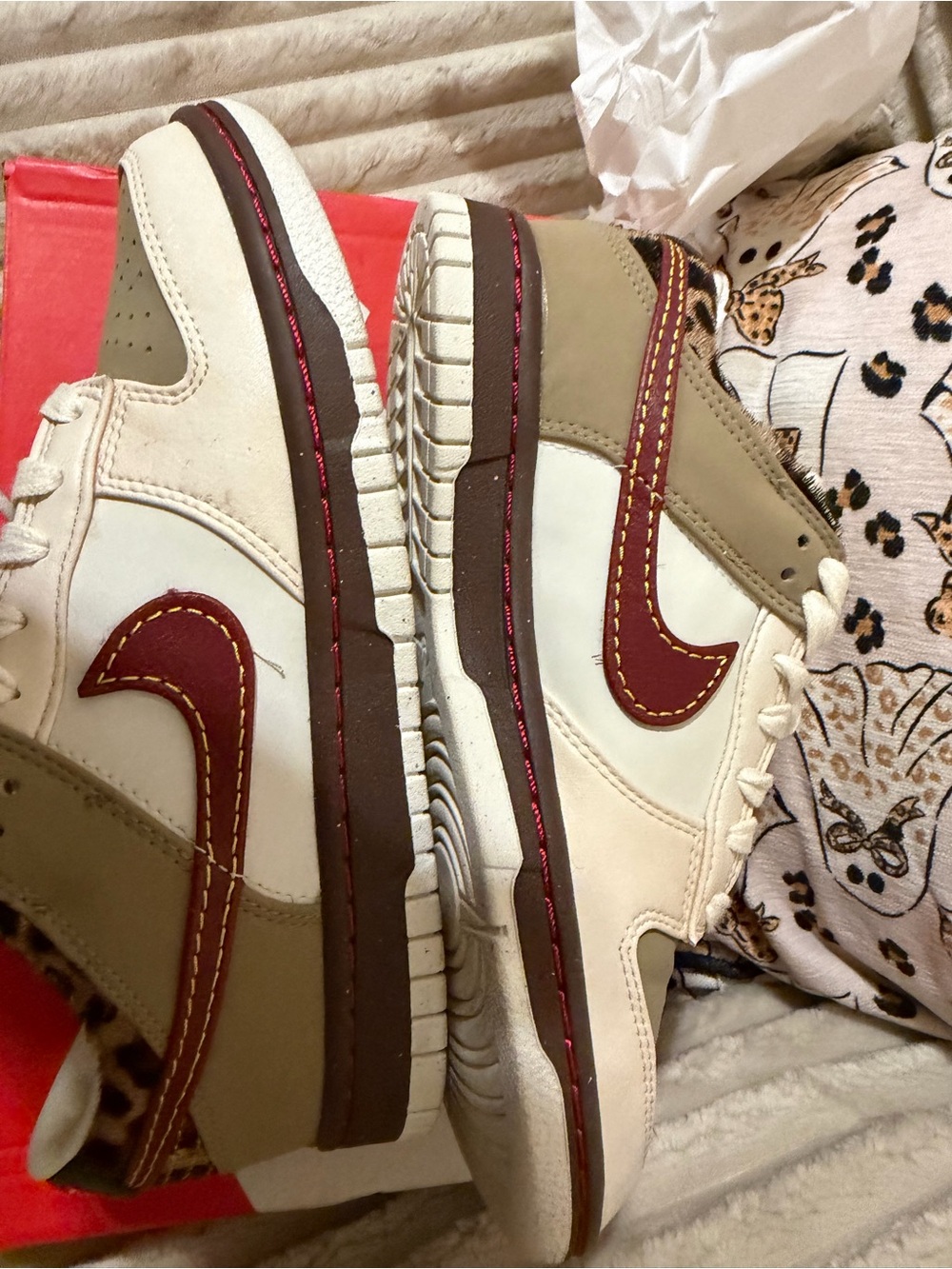 Nike women’s Cream and Brown Low-Top Sneakers